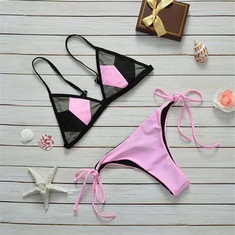 Aliexpress Buy Sexy Brazilian Solid Top Thong Bikini Set Solid