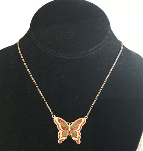 Sarah Coventry Necklace Fly Away Butterfly Enamel Necklace Etsy