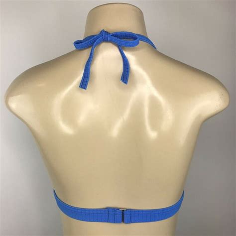 S Bikini Vintage Size Blue Ribbed Halter Top H Gem