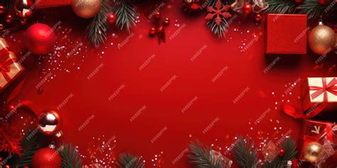 Premium Photo | Red background christmas frame