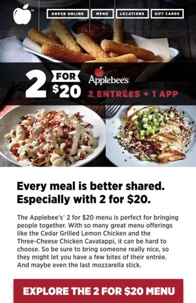 Applebee's 2 for $20 Special! No Coupons Needed! | Save A Lot Mom ...