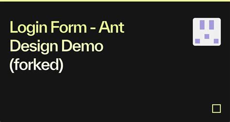 Login Form Ant Design Demo Forked Codesandbox