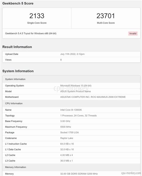 Intel Core i9-13900K Benchmark, Test and specs