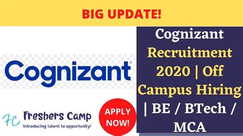 Cognizant Recruitment 2020 Off Campus Hiring BE BTech MCA YouTube