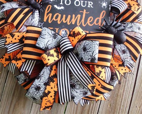 Welcome To Our Haunted House Halloween Wreath Large Halloween Wreath