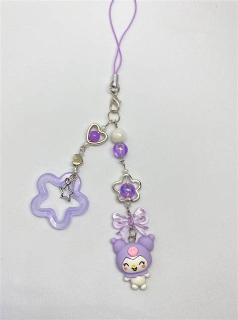 Kuromi Purple Kuromi Black Phone Charm Accessories Phone Keychain Handmade Jewellery Aesthetic