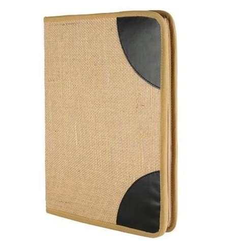 Rectangular Shape And A4 Size Natural Jute File Folder With Zipper