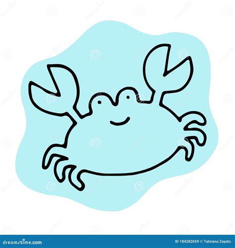 Crab Doodle Line Art Hand Drawn Illustration Stock Vector