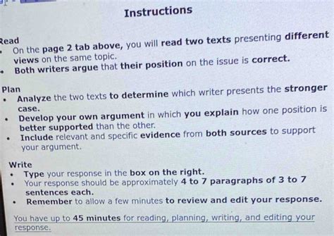 Solved Instructions Read On The Page 2 Tab Above You Will Read Two