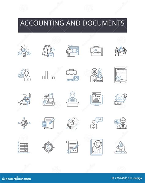 Accounting And Documents Line Icons Collection Bookkeeping Financial