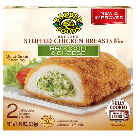 Barber Foods Chicken Breasts Breaded Stuffed Broccoli Cheese 2 Ea