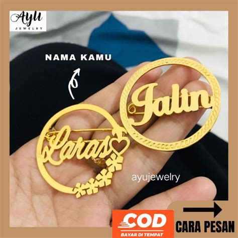 Jual Brooch Nama Elegan Lapis Emas K Bros Custom Nama Huruf