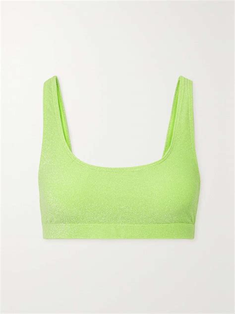 Green Sparkle Metallic Neon Bikini Top GOOD AMERICAN NET A PORTER