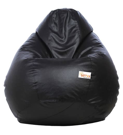 Buy Classic Xxxl Leatherette Bean Bag With Beans In Black Colour By