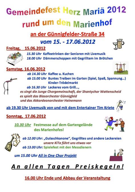 Plakat Gemeindefest Katholische Kirche Wattenscheid