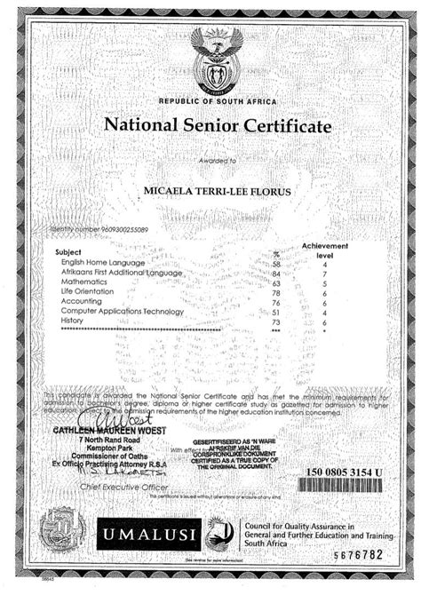 Certified NSC Certificate