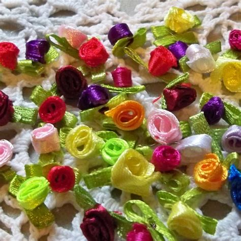 Satin Ribbon Roses Etsy