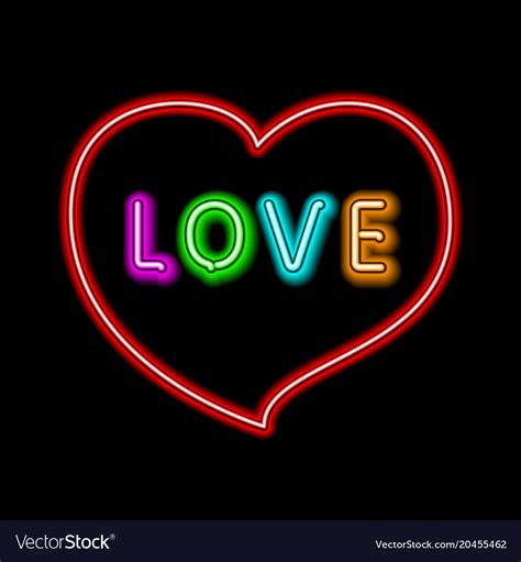 Bright Heart Neon Sign Retro Royalty Free Vector Image