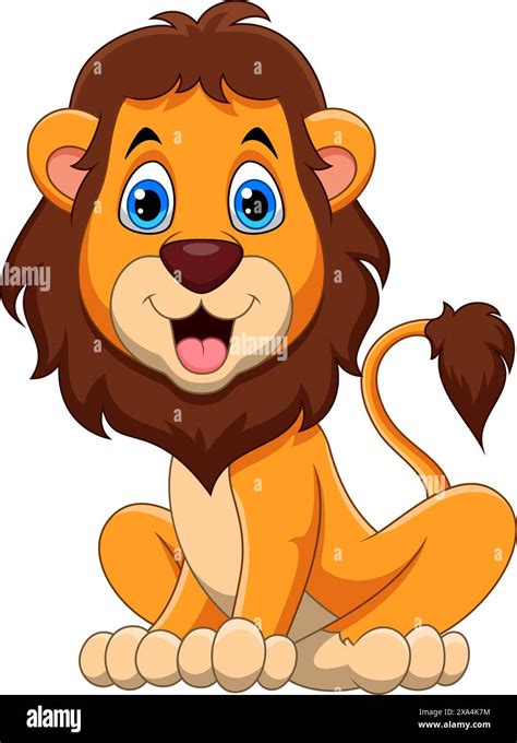 Cute Cartoon Lion Isolated On White Background Stock Vector Image Art