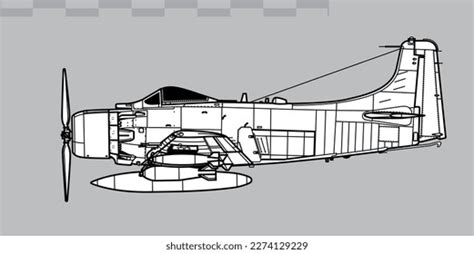 Douglas A 1h Skyraider Vector Drawing Attack Stock Vector Royalty Free