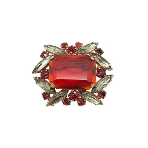 Vintage Red Crystal Brooch Vintage Jennifer Gibson Jewellery