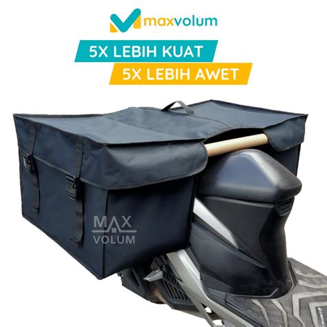 Tas Motor Anti Air Besar Hitam List Hitam Maxvolum