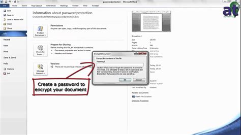 How To Password Protect A Microsoft Word 2010 Document Youtube