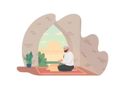 Praying With Quran 2d Vector Web Banner 2473644 Vector Art At Vecteezy