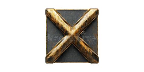 Golden Metallic Letter X Textured Industrial Design And Typography Art