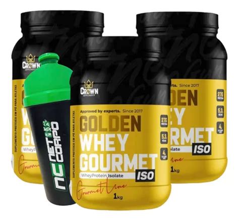 Kit 3 X Whey Gourmet 1kg Isolado Concentrado Baixo Carbo 3kg Sabor 3 X