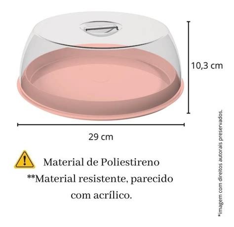 Prato Para Bolo Boleira Uz Tampa Rosa Porta Bolo Torta