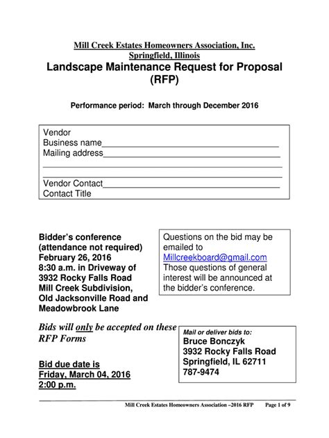 Hoa Landscape Rfp Template