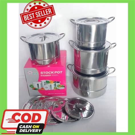 Jual Panci Steamer Stainless Steel Tebal Stock Pot Kukusan Dandang Set