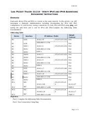 Lab Packet Tracer Verify Ipv And Ipv Addressing Assignment