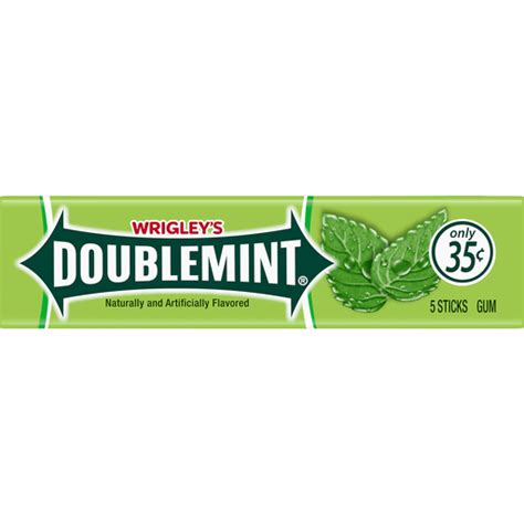 Wrigleys Doublemint Mint Gum Chewing Gum Single Pack 5 Stick Pack