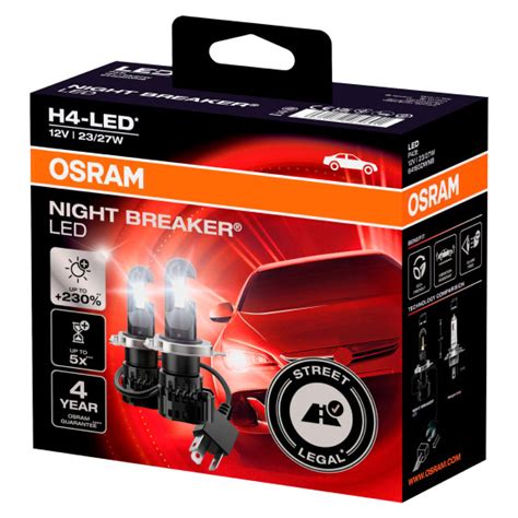 Lampadina LED Auto Night Breaker LED Plug Play H4 12V 23 27W Osram