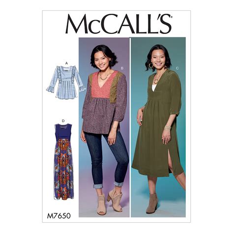 Mccall S Misses V Neck Or Square Neck Top Tunic And Dresses