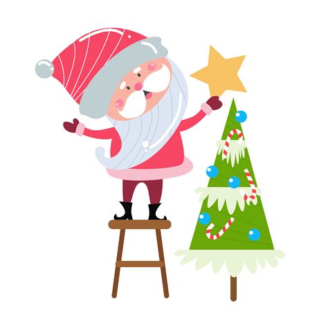 Cute Santa Claus Cartoon Character On Transparent Background Perfect