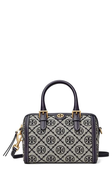 Tory Burch T Monogram Jacquard Barrel Crossbody Bag In Hazelnut Modesens