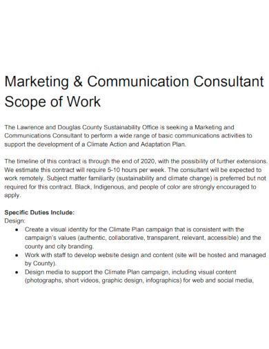 Digital Marketing Scope Of Work Template