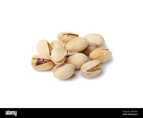 Bunch Of Salted Open Inshell Pistachios Isolated On A White Background