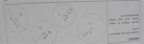 Exercice 2 Calculer L Aire Des Disques Ci Contre Donner D Abord La