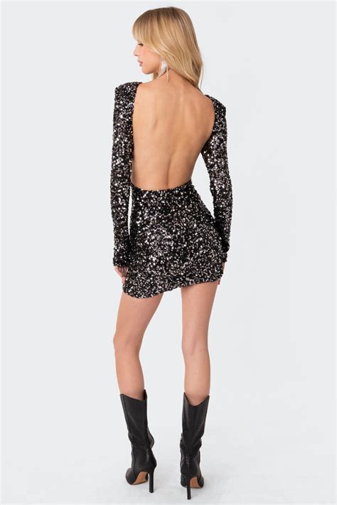 Sylvie Sequin Open Back Mini Dress Edikted