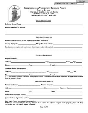 Fillable Online Application For Vegetation Removal Permit Fax Email