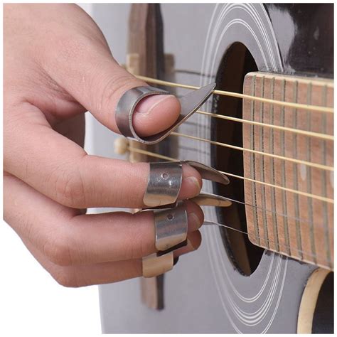 2X 3 Metal Finger Picks 1 Thumb Pick Set Guitar Fingerpicks For