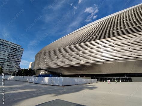 Santiago Bernabeu stadium. Detail of the facade of the Santiago ...