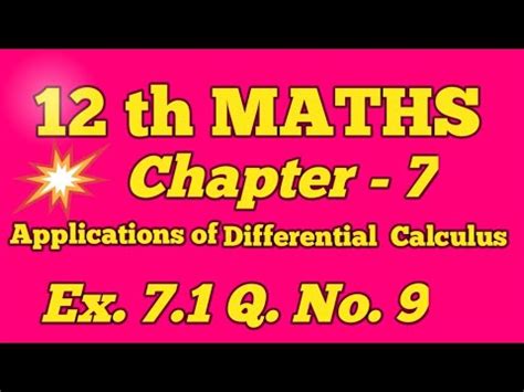 Th Maths Chapter Exercise Q No Application Of Differential