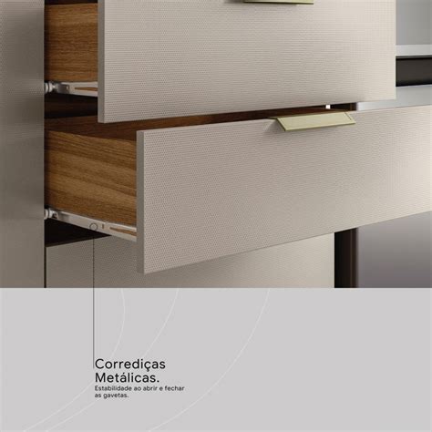 Cozinha Completa Alba Portas Gavetas Vidro Amêndola Nude Prime Tx Demóbile