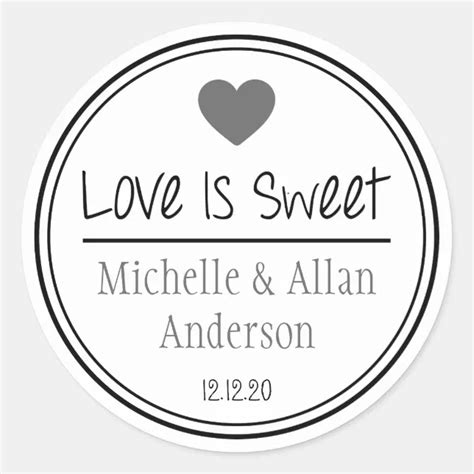 Love Is Sweet The New Mr And Mrs Gray Black Classic Round Sticker