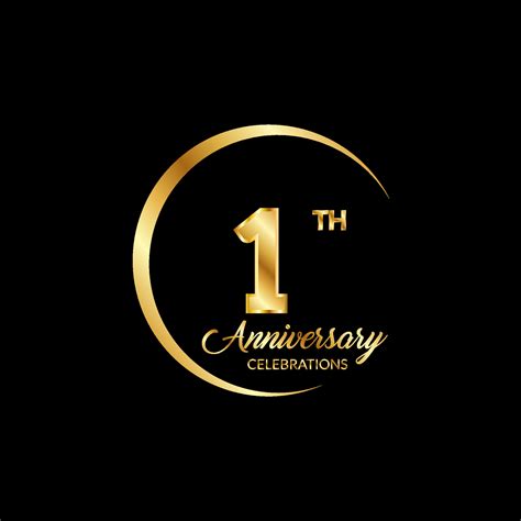 1 Years Anniversary Anniversary Template Design Concept With Golden